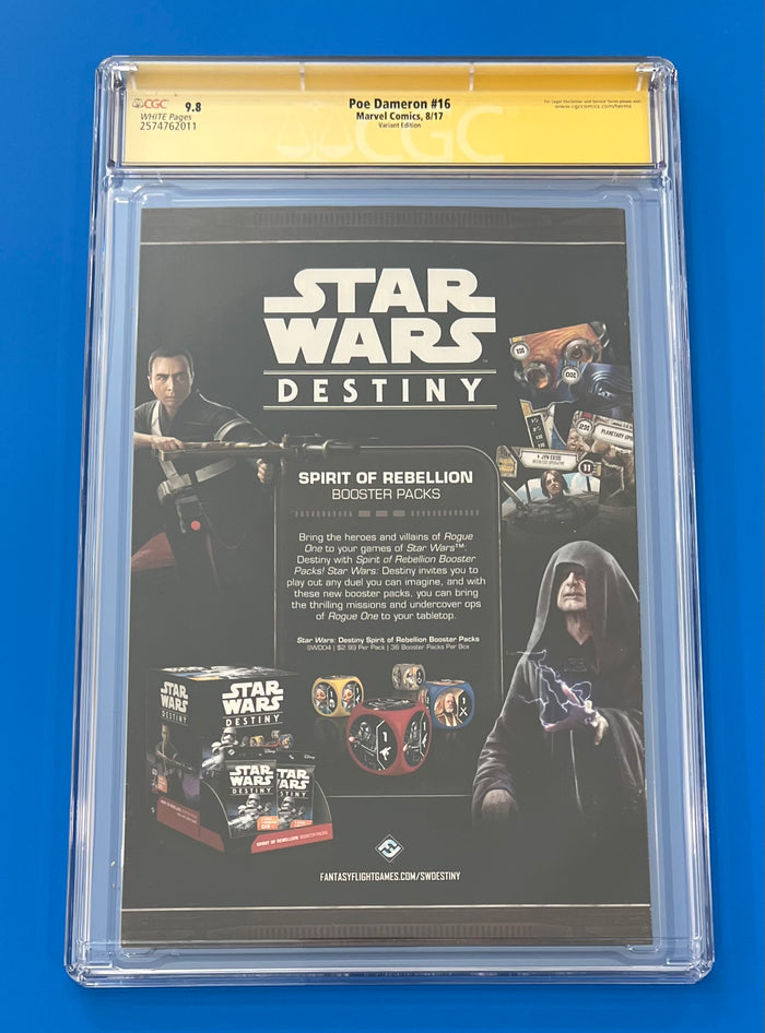 Poe Dameron #16 CGC 9.8 Signed Stephanie Hans Trading Card Variant MARVEL (2017)