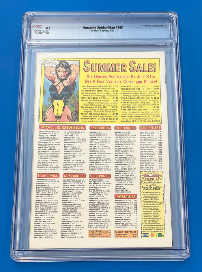 Amazing Spider-Man #365 (1992) CGC 9.4 Newsstand 1st appearance Spider-Man 2099
