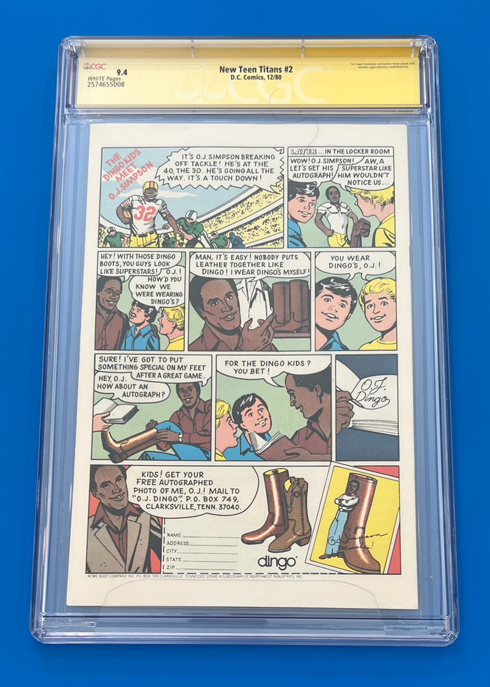 The New Teen Titans 2 CGC 9.4 Signed By George Pérez Signature 1st Deathstroke