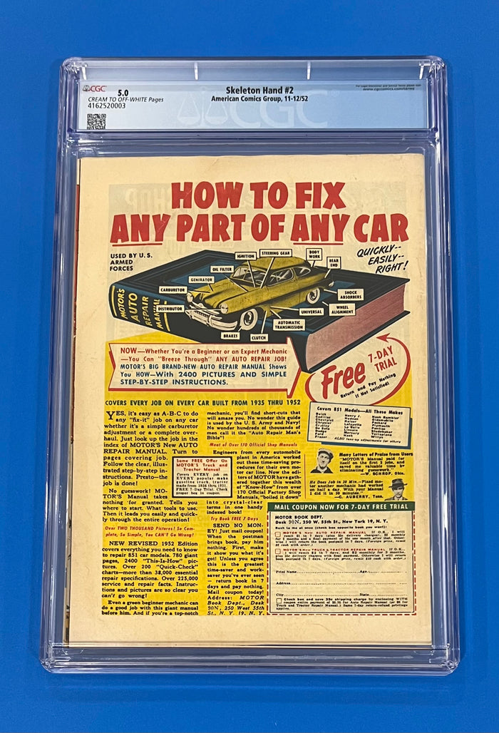 Skeleton Hand #2 CGC 5.0 (1952) Pre-Code Horror