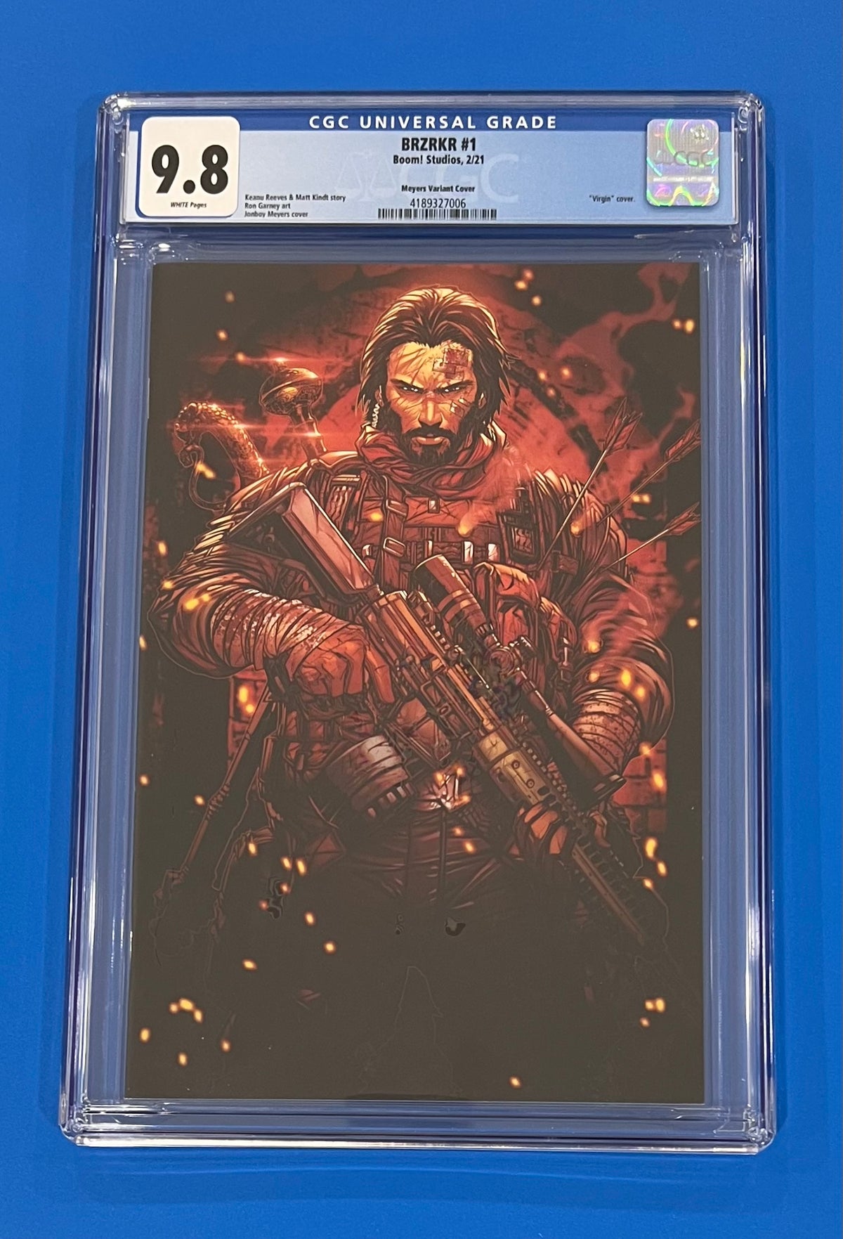 BRZRKR #1 Jonboy Meyers Virgin Variant 1:1000 Cover CGC 9.8 2021 BOOM! Studios