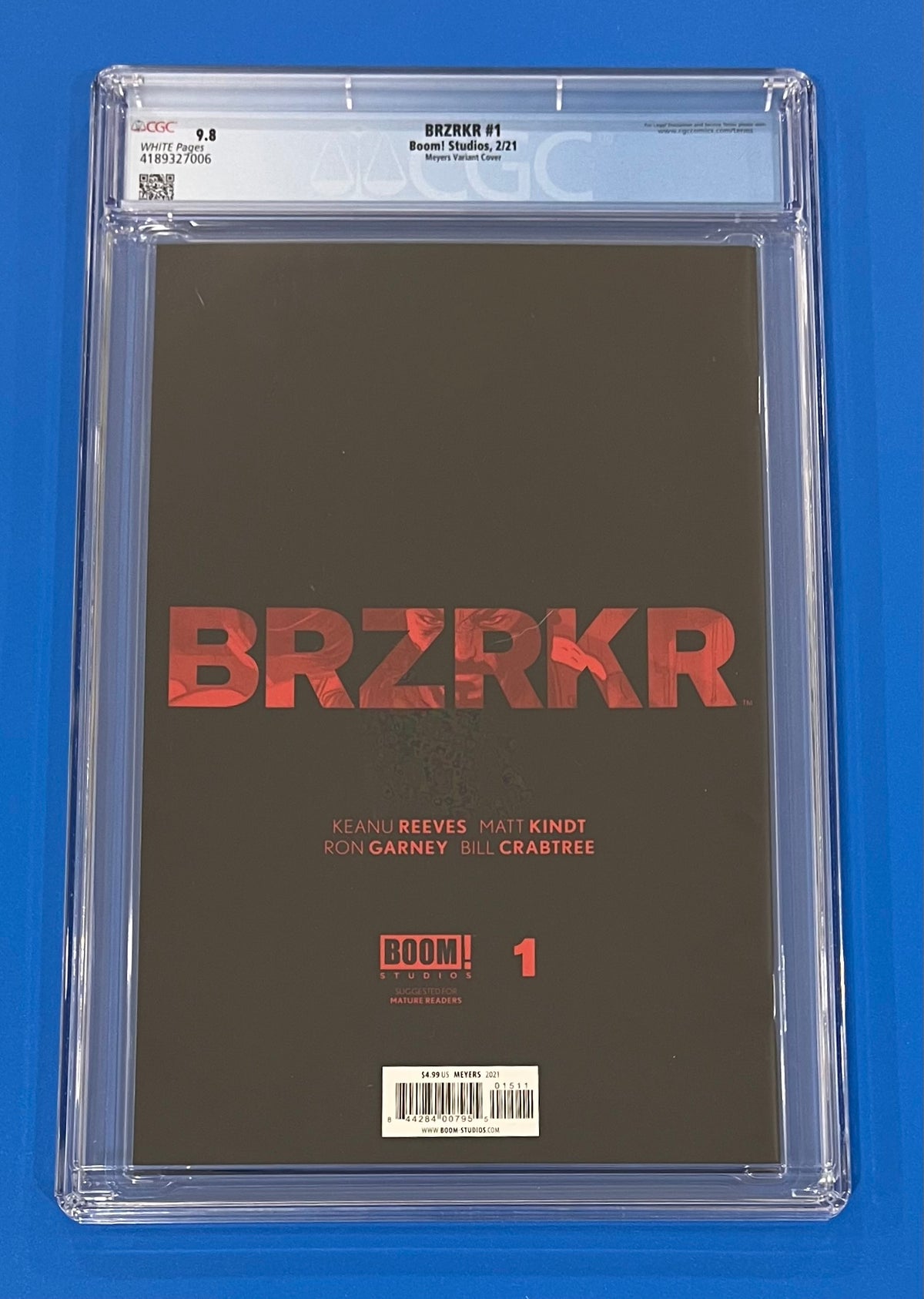 BRZRKR #1 Jonboy Meyers Virgin Variant 1:1000 Cover CGC 9.8 2021 BOOM! Studios