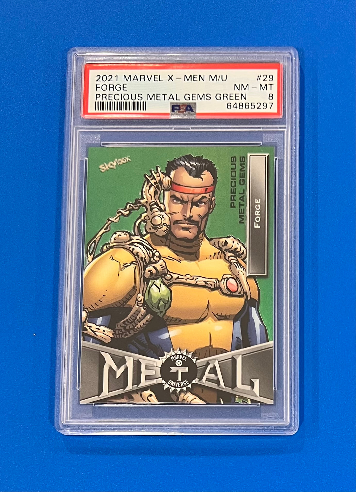 2021 Marvel Skybox X-Men Green Precious Metal Gems Forge PSA 8/10