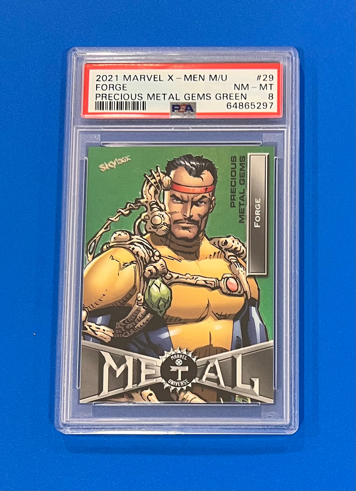 2021 Marvel Skybox X-Men Green Precious Metal Gems Forge PSA 8/10