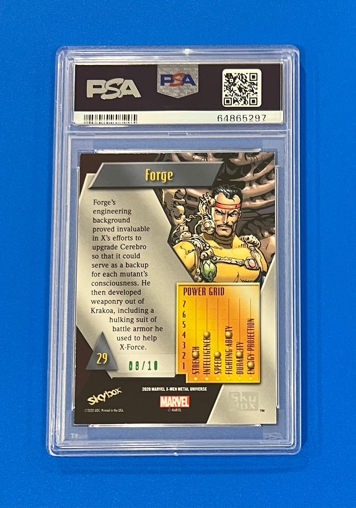 2021 Marvel Skybox X-Men Green Precious Metal Gems Forge PSA 8/10