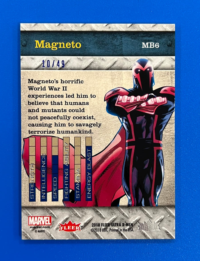 2018 Fleer Ultra X-Men Precious Metal Gems PMG MB6 Blue 10/49 Magneto
