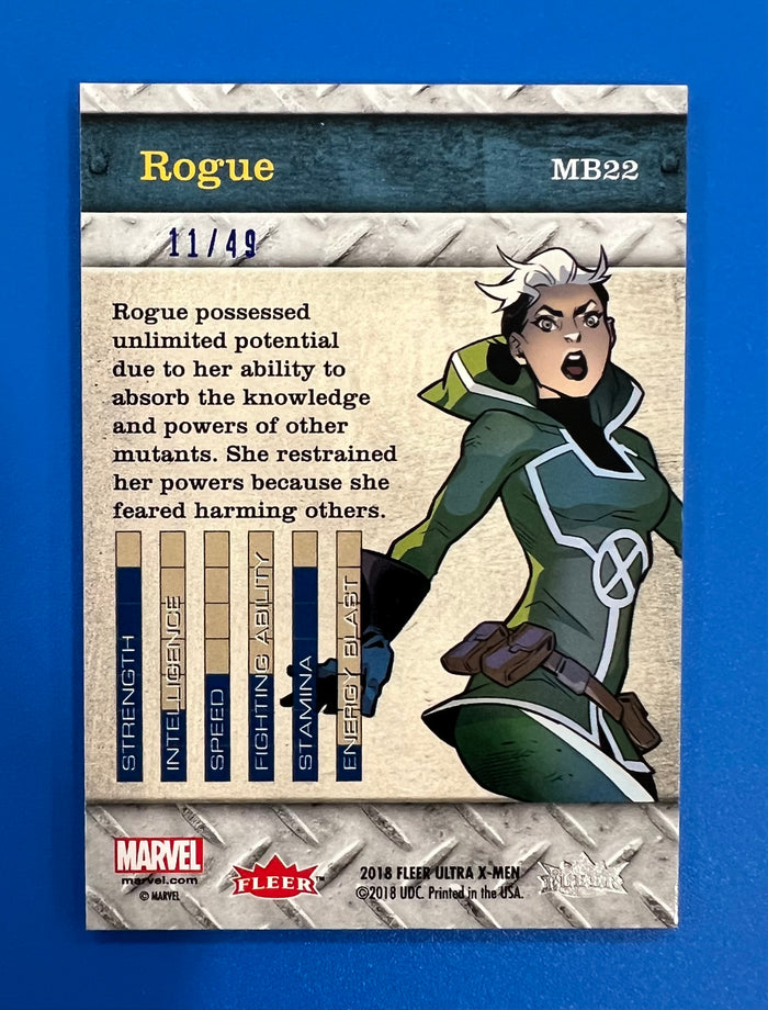 2018 Fleer Ultra X-Men Precious Metal Gems PMG MB22 Blue 11/49 Rogue