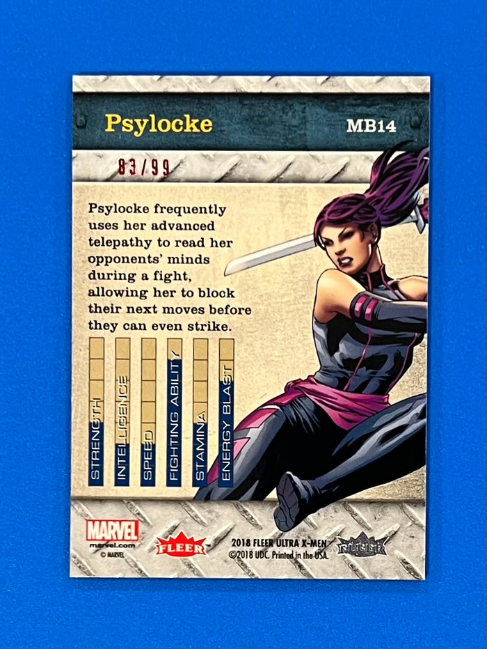 2018 Fleer Ultra X-Men Precious Metal Gems PMG MB14 Red 83/99 Psylocke