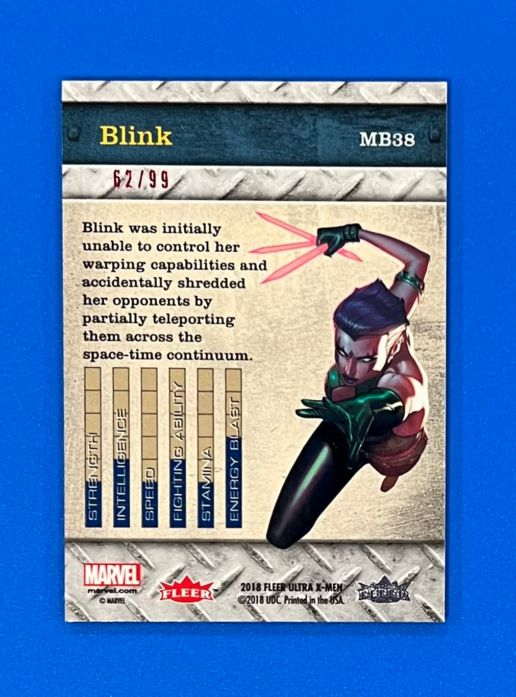 2018 Fleer Ultra X-Men Marvel Precious Metal Gems Red PMG 62/99 Blink #MB38