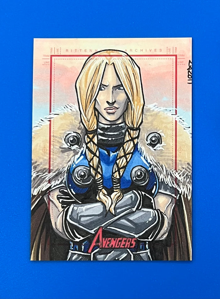 2011 Marvel SketchaFEX Avengers Sketch Card  Lynne Anderson 1/1 Valkyrie