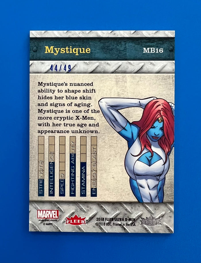 2018 Fleer Ultra X-Men Precious Metal Gems PMG MB16 Blue 44/49 Mystique