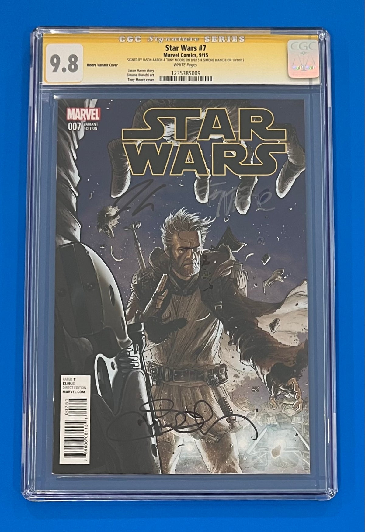 Stars Wars #7 CGC 9.8 Tony Moore Variant Cover Signature Series 1:25 Auto x3