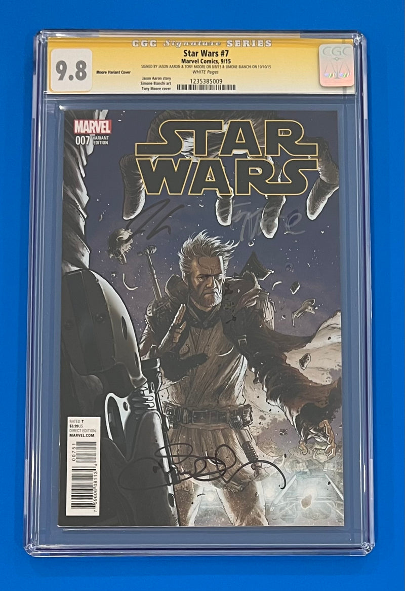 Stars Wars #7 CGC 9.8 Tony Moore Variant Cover Signature Series 1:25 Auto x3