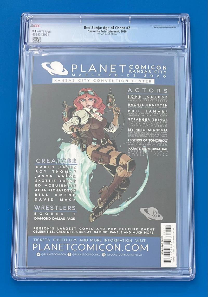 Red Sonja Age of Chaos #2 CGC 9.8 Lucio Parrillo 1:15 B&W Virgin Incentive Variant