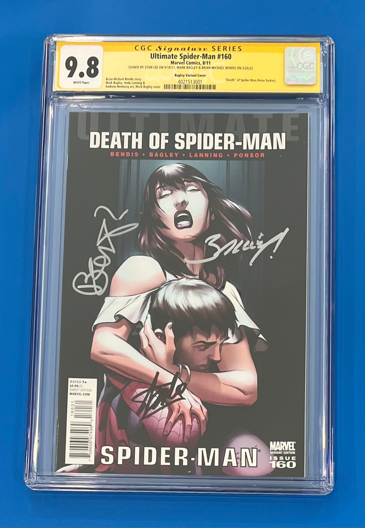 Ultimate Spider-Man #160 Death Of Peter Parker Signed by Stan Lee CGC 9.8 Bendis & Bagley