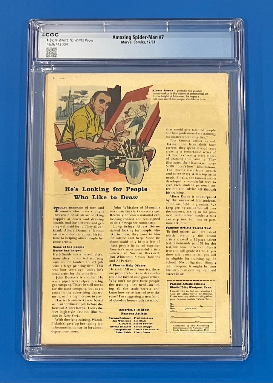Amazing Spider-Man #7 CGC 4.0 OW/W Pages 2nd Appearance of Vulture