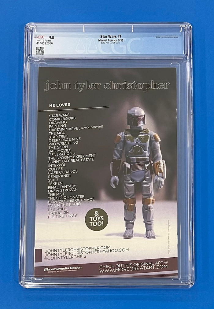 Star Wars #7 CGC 9.8 Boba Fett Action Figure Sketch Variant Marvel Comics 2015