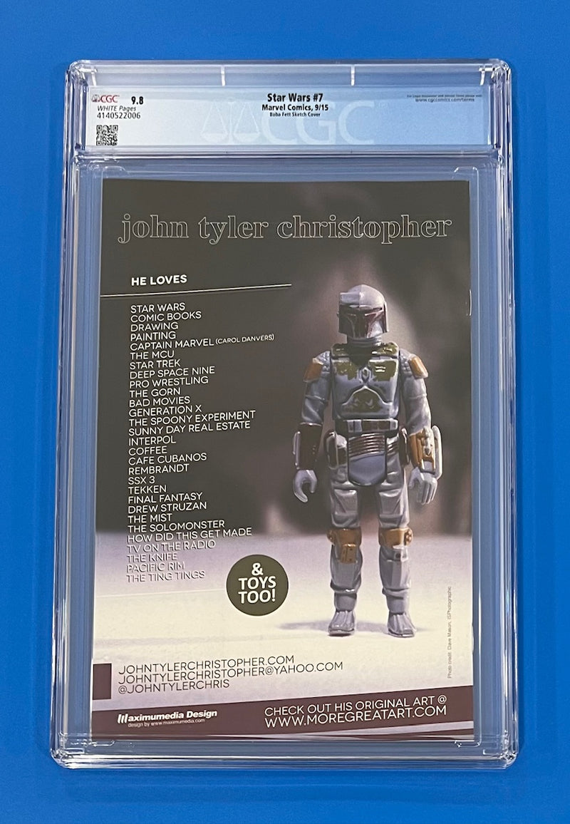 Star Wars #7 CGC 9.8 Boba Fett Action Figure Sketch Variant Marvel Comics 2015