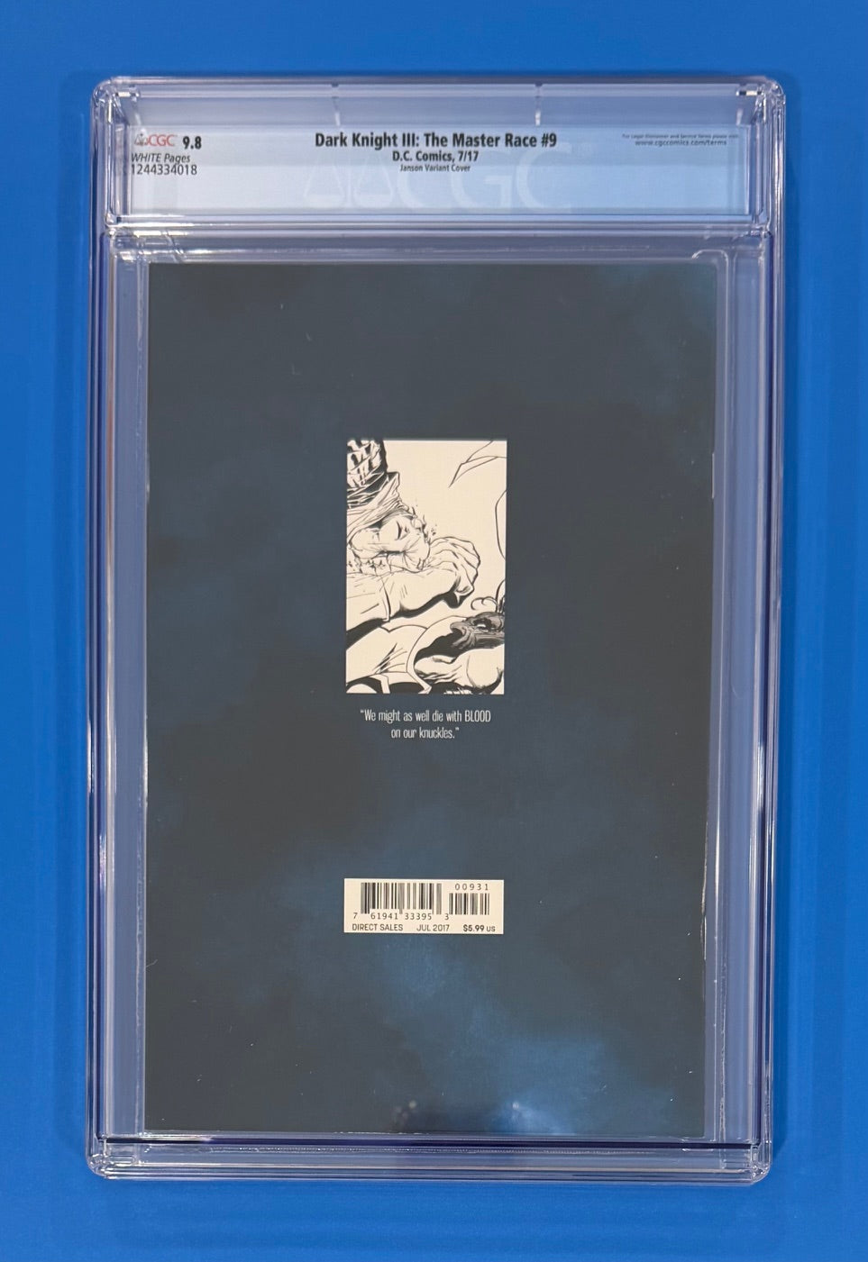 Dark Knight DK III The Master Race #9 Klaus Janson Variant CGC 9.8 DC 1:25
