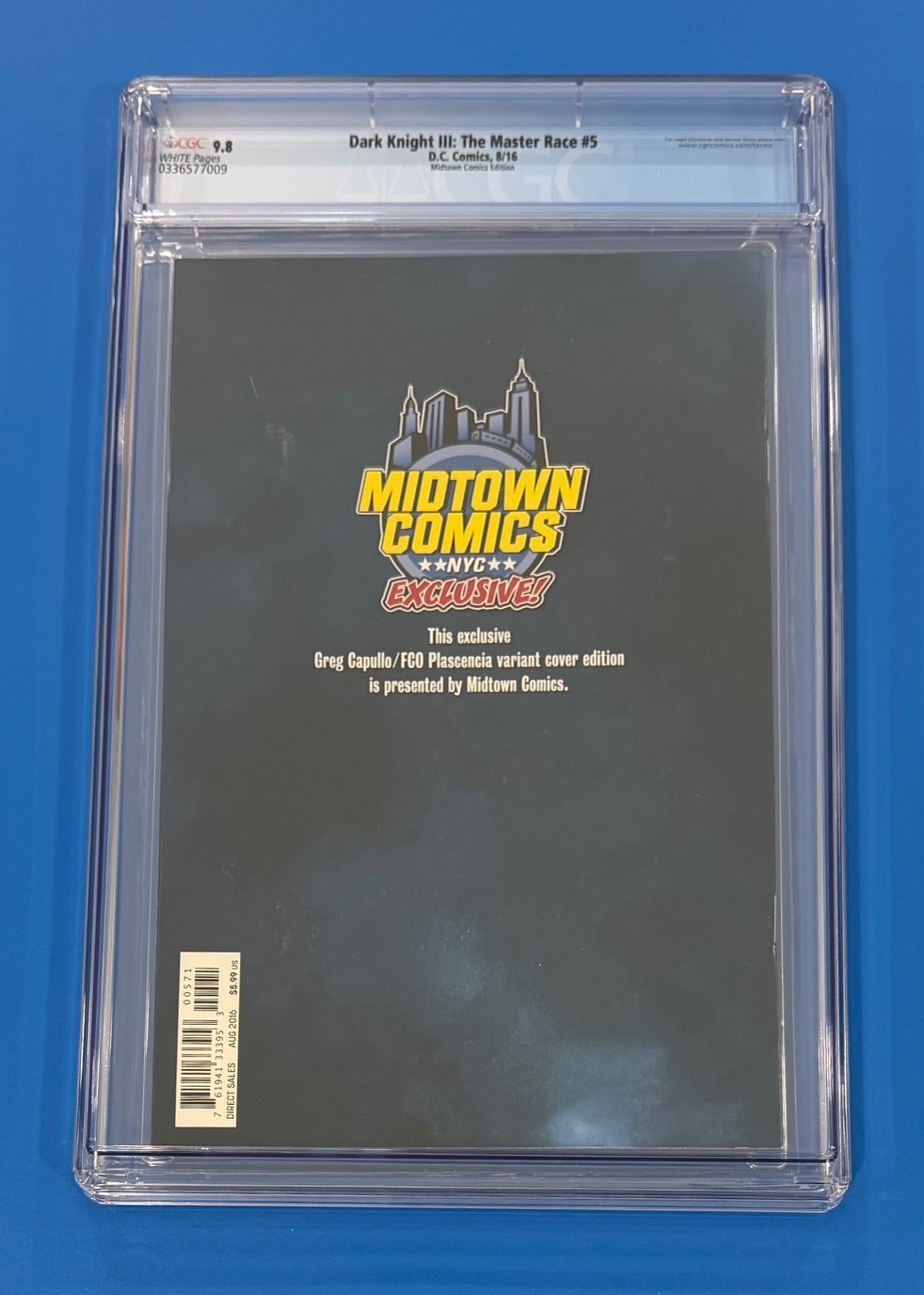 Dark Knight DK III The Master Race #5 Greg Capullo Variant CGC 9.8 DC