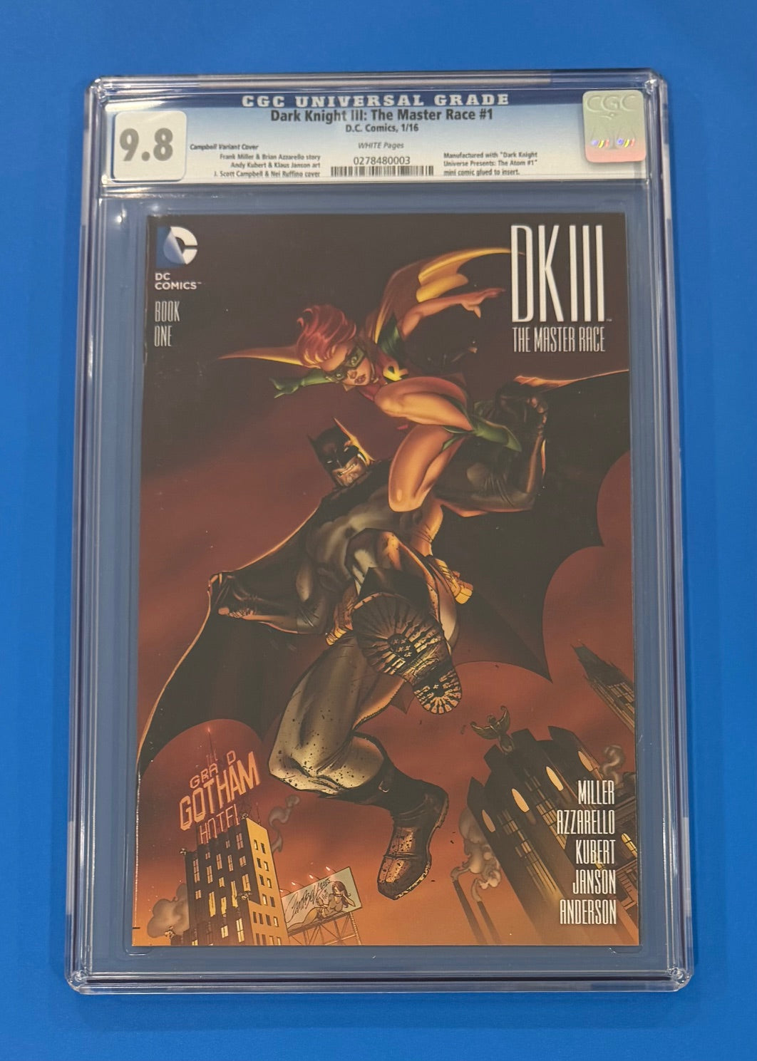 Dark Knight DK III The Master Race #1 Scott Campbell Cover CGC 9.8 DC