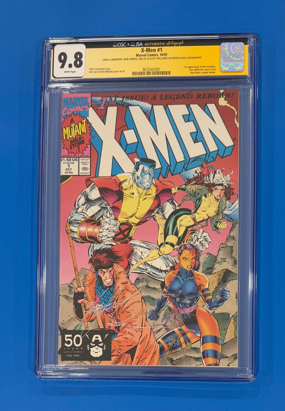 X-Men #1 CGC 9.8 Signature Series x4 Jim Lee / Claremont / Harras / Scott Williams 1991