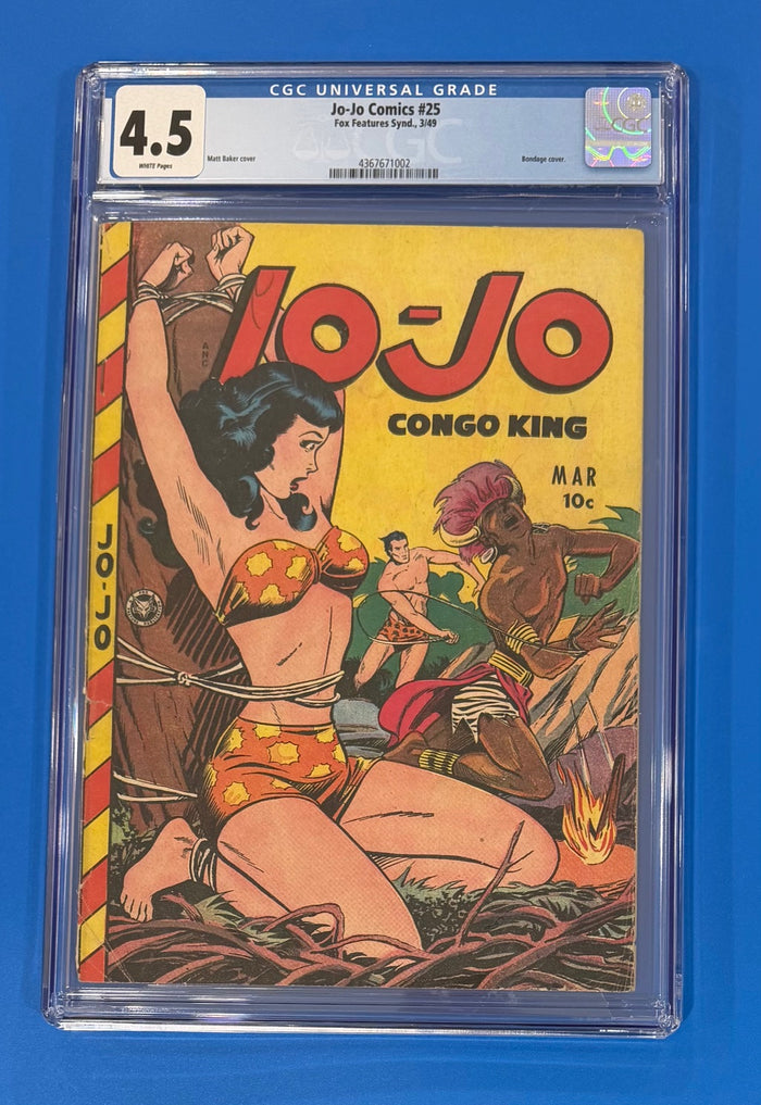 Jo-Jo Comics #25 CGC 4.5 Fox 1949 Matt Baker Bondage Cover White Pages