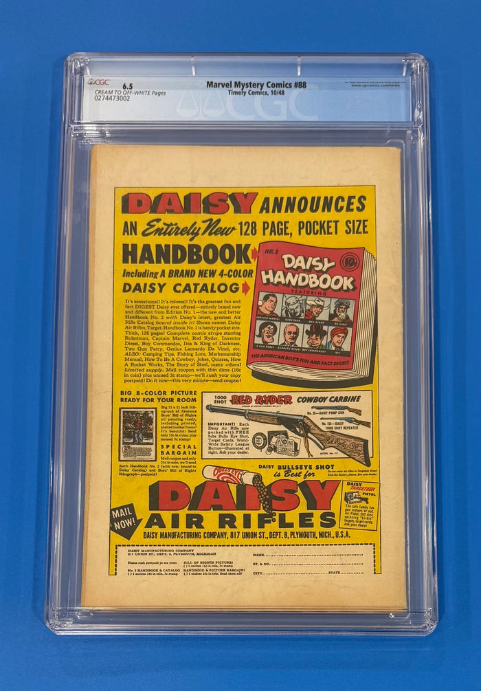 Marvel Mystery Comics #88 Timely 1948 CGC 6.5 Cream to Off White Pages