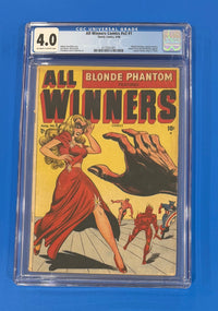 All Winners #1 Timely 1948 CGC 4.0. Blonde Phantom Captain America OW/W