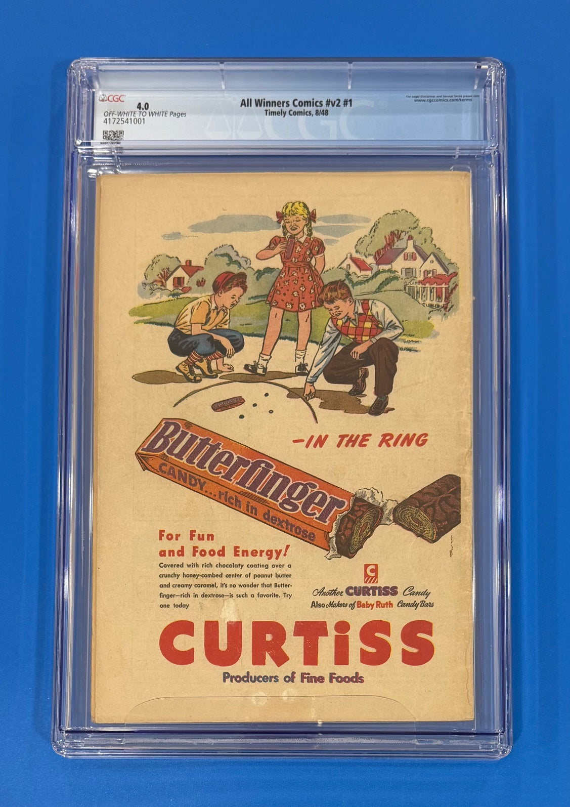 All Winners #1 Timely 1948 CGC 4.0. Blonde Phantom Captain America OW/W