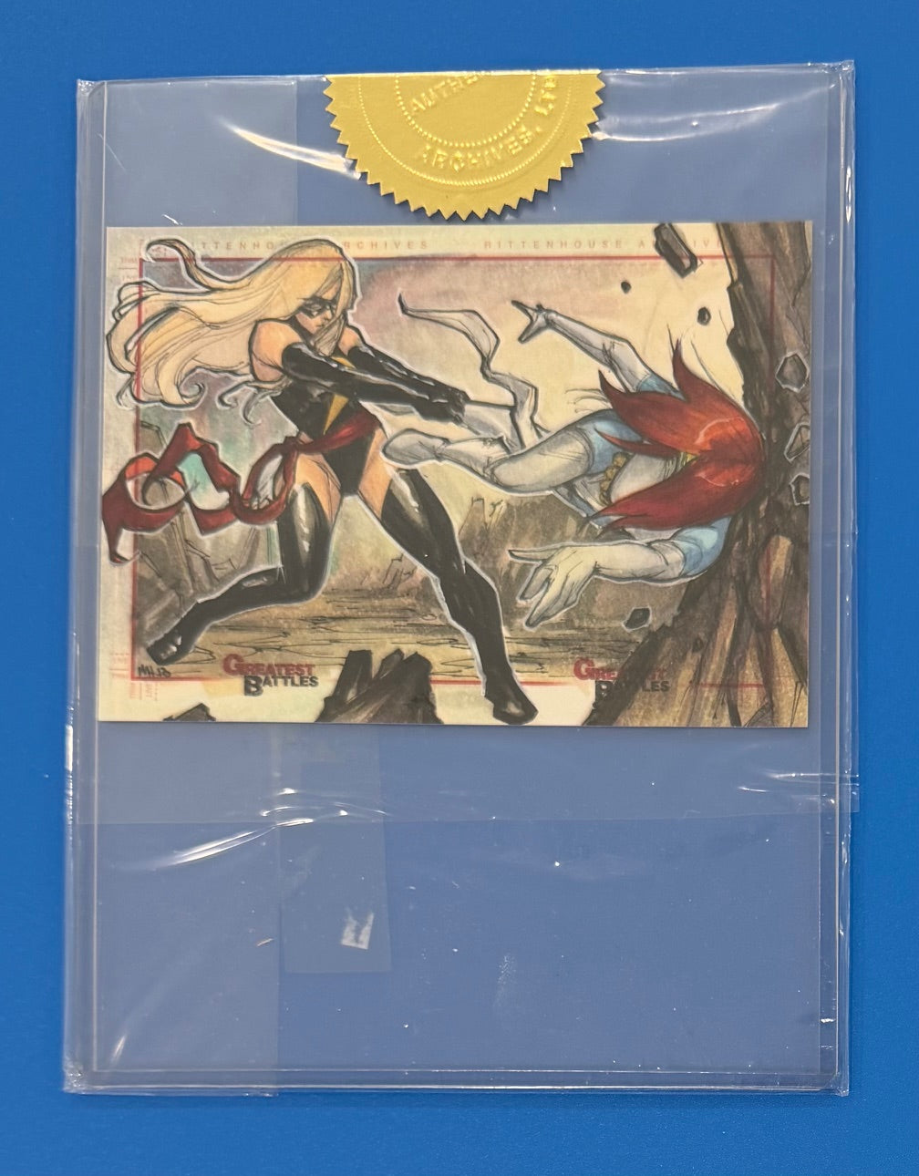 2012 Marvel Greatest Battles Incentive Meghan Hetrick Puzzle Sketch Ms Marvel Vs Mystique