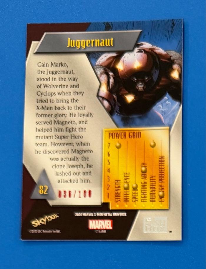 2021 Marvel X-Men Metal Universe Juggernaut #82 Red PMG 36/100