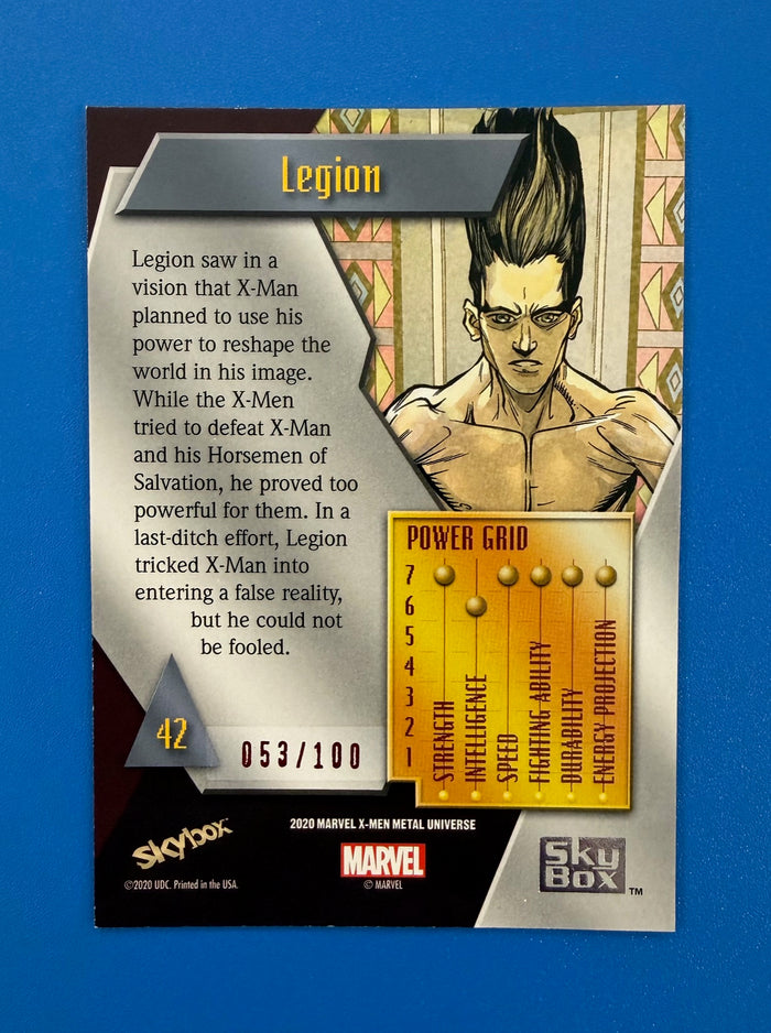 2021 Marvel X-Men Metal Universe Legion #42 Red PMG 53/100