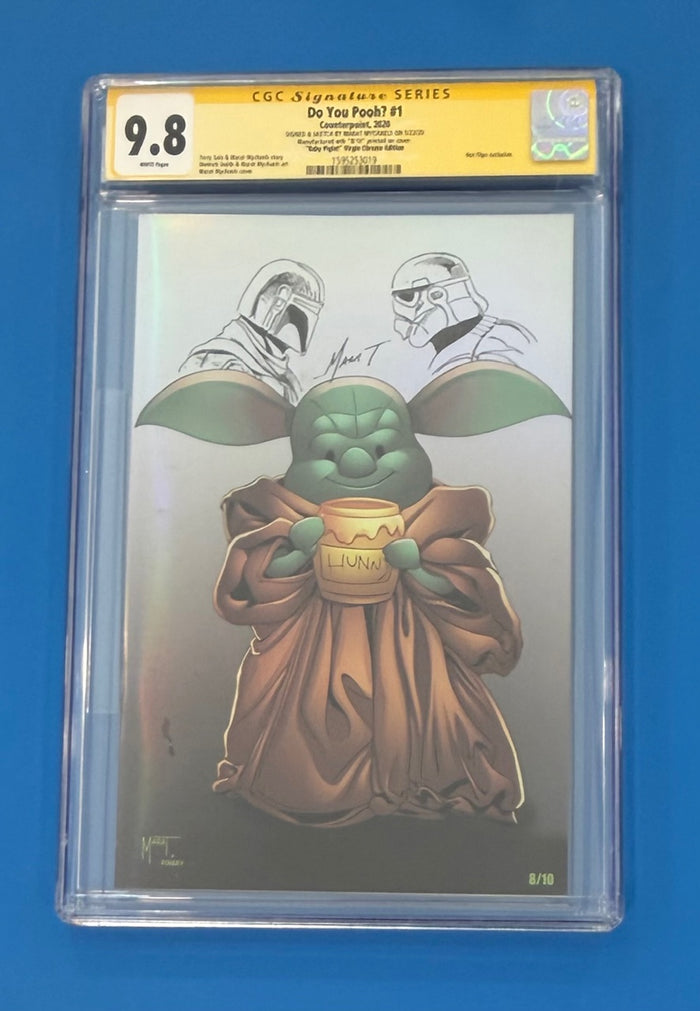 Do you Pooh? #1 CGC Signature Sketch 9.8 Mandalorian Star Wars Poohdalorian Virign Chrome Foil DYP