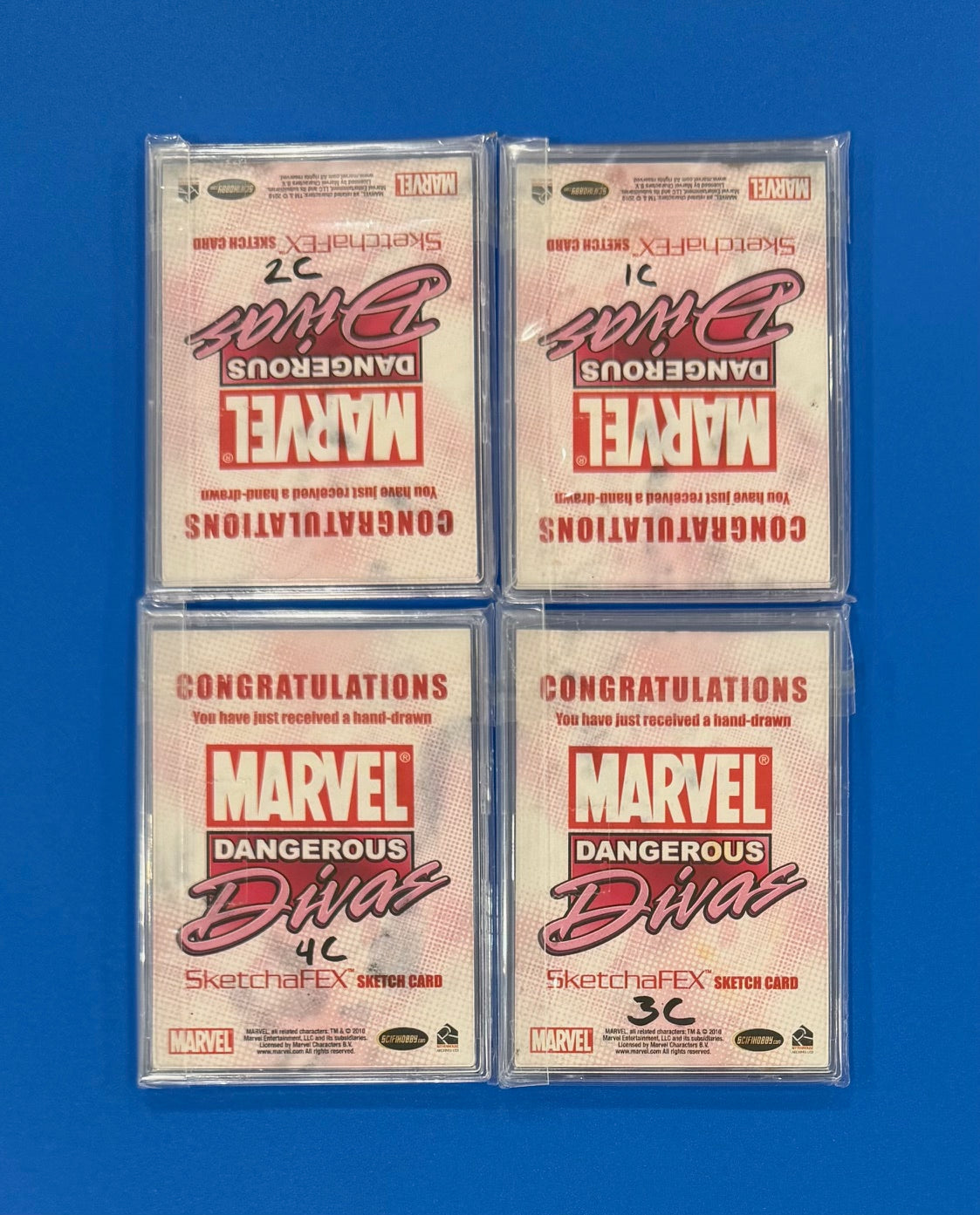 2011 Marvel Dangerous Divas Series 1 Sketch Card Puzzle x4 Cards by Lawrence Reynolds Black Widow