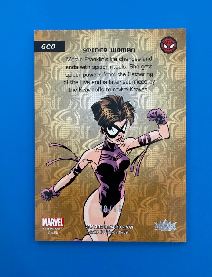 2017 Fleer Ultra Marvel Spider-Man Spider-Woman Royal Foil Insert 48/99