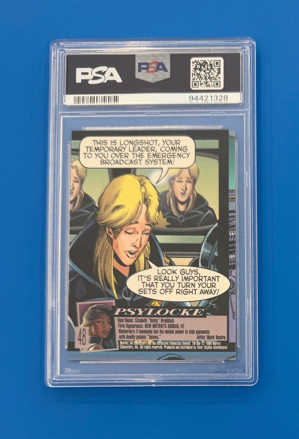 1996 Fleer Ultra X-Men Wolverine #48 Psylocke Mark Texeira Art PSA