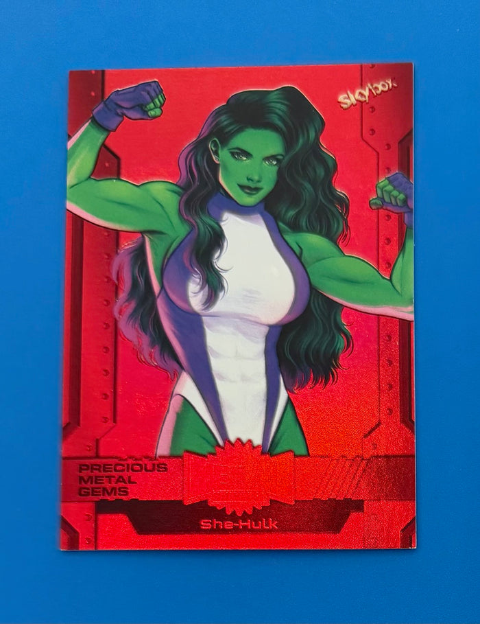 2024 Skybox Marvel Metal Universe Avengers Red PMG 64/100 She-Hulk #77