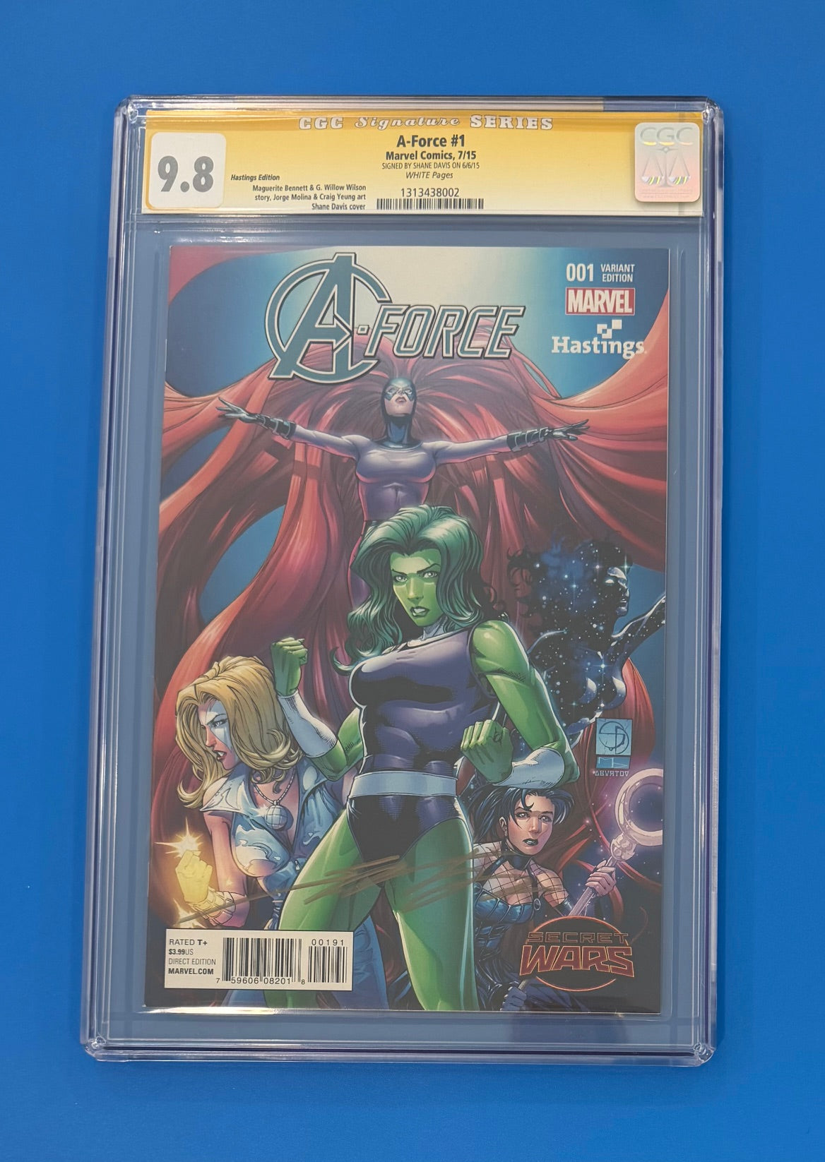 A-Force #1 CGC 9.8 Hastings Signed Variant Shane Davis 1st Singularity