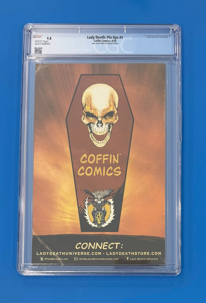 Lady Death: Pin Ups #1 CGC 9.8 Lady Death Rider 2018 Damaged Variant 456/666