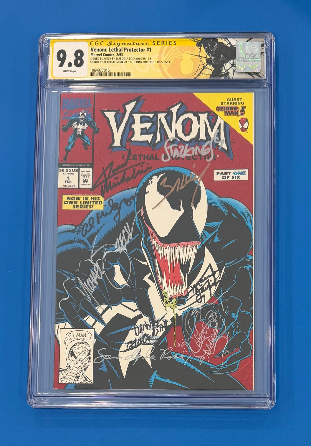 Venom Lethal Protector #1 CGC 9.8 Red Holofoil 1993 Signed 8x Signature Series Custom Label