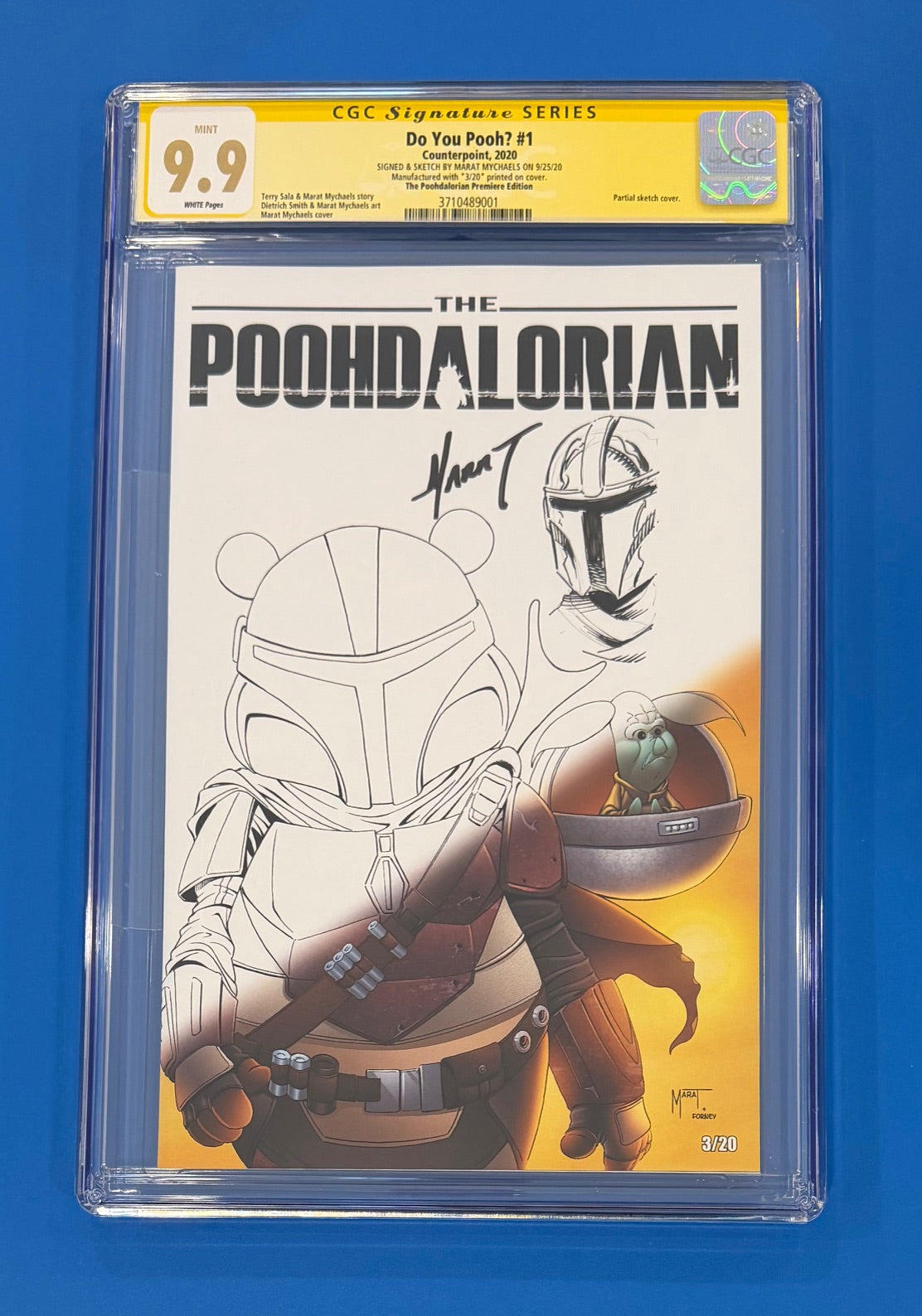 Do You Pooh? #1 Poohdalorian Premier Edition CGC 9.9 Signed & Sketch by Marat Mychaels 3/20