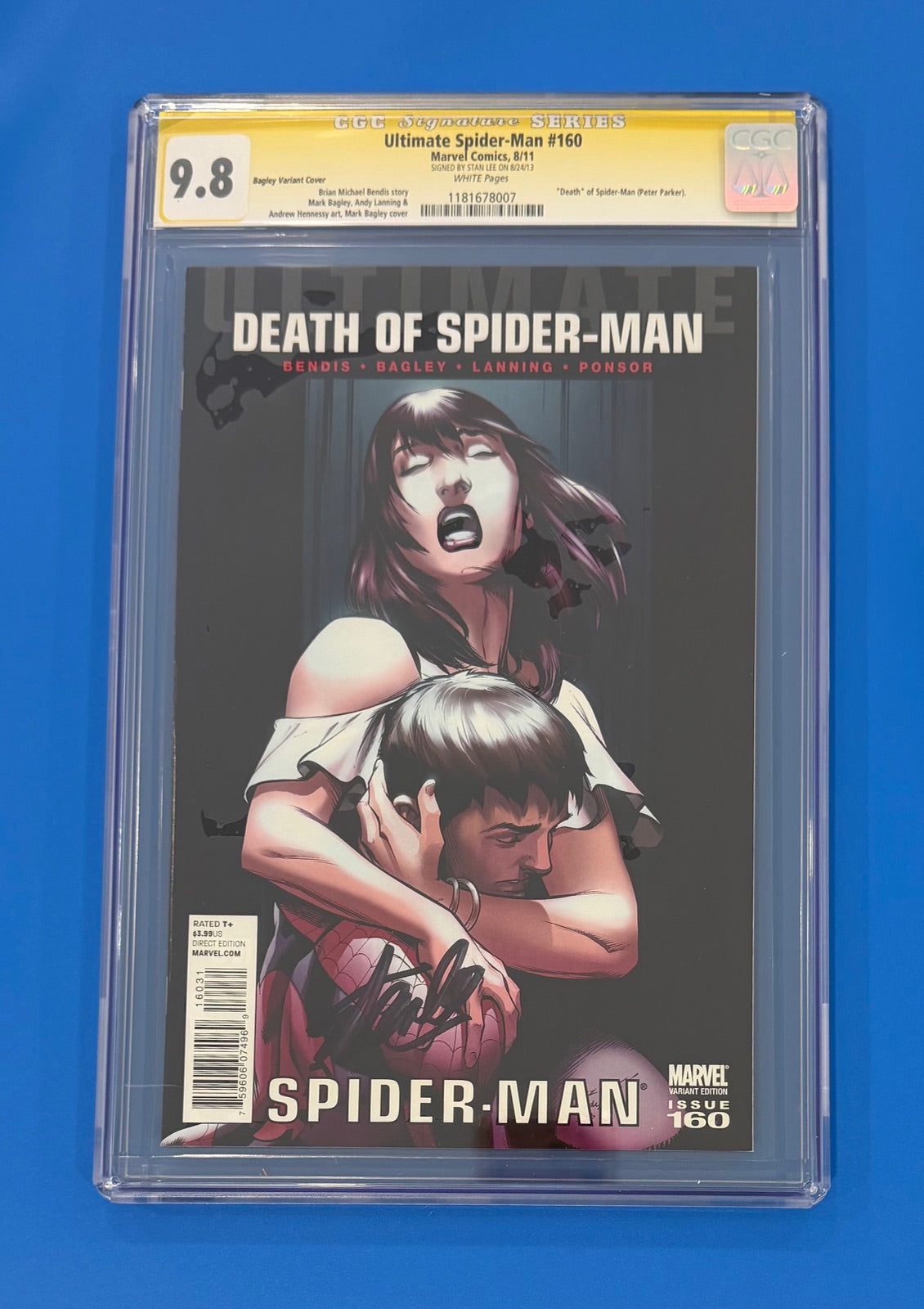 Ultimate Spider-Man #160 Death Of Peter Parker CGC 9.8 Signed by Stan Lee