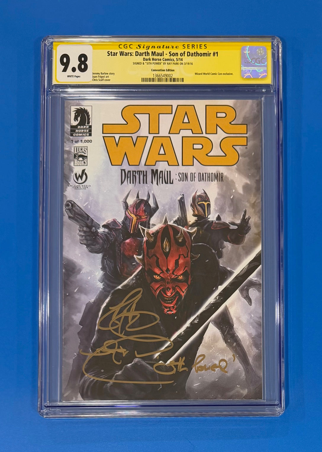 Star Wars Darth Maul Son of Dathomir #1 CGC 9.8 Signed by Ray Park 2014 Dark Horse