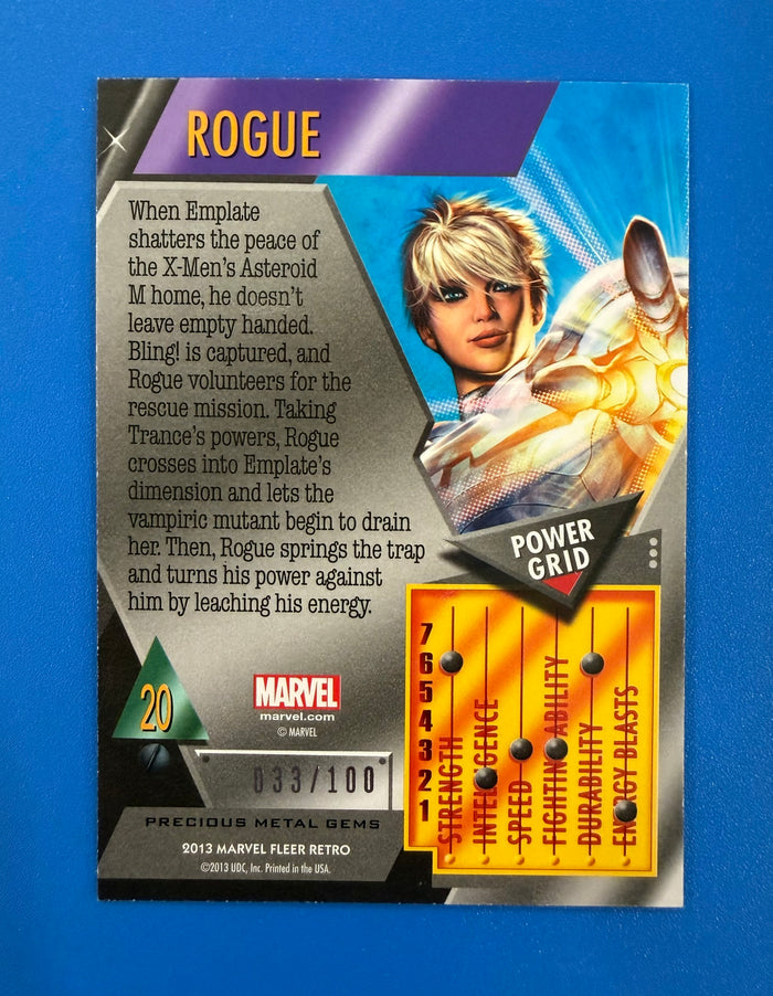 2013 Marvel Fleer Retro Rogue Red PMG Precious Metal Gems 33/100 #20