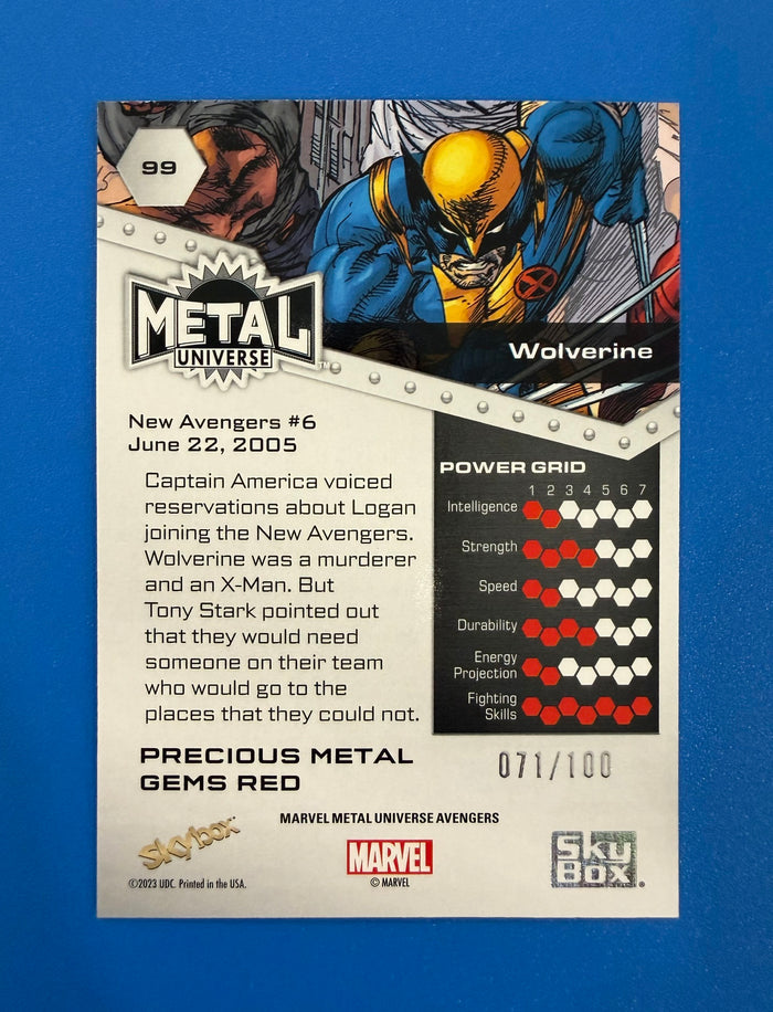 2024 Marvel Universe Avengers Precious Metal Gems #99 Wolverine Red PMG 71/100