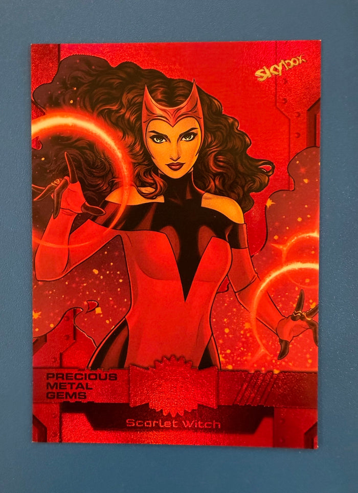 2024 Skybox Marvel Metal Universe Avengers PMG Red 06/100 Scarlet Witch #21