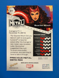 2024 Skybox Marvel Metal Universe Avengers PMG Red 06/100 Scarlet Witch #21