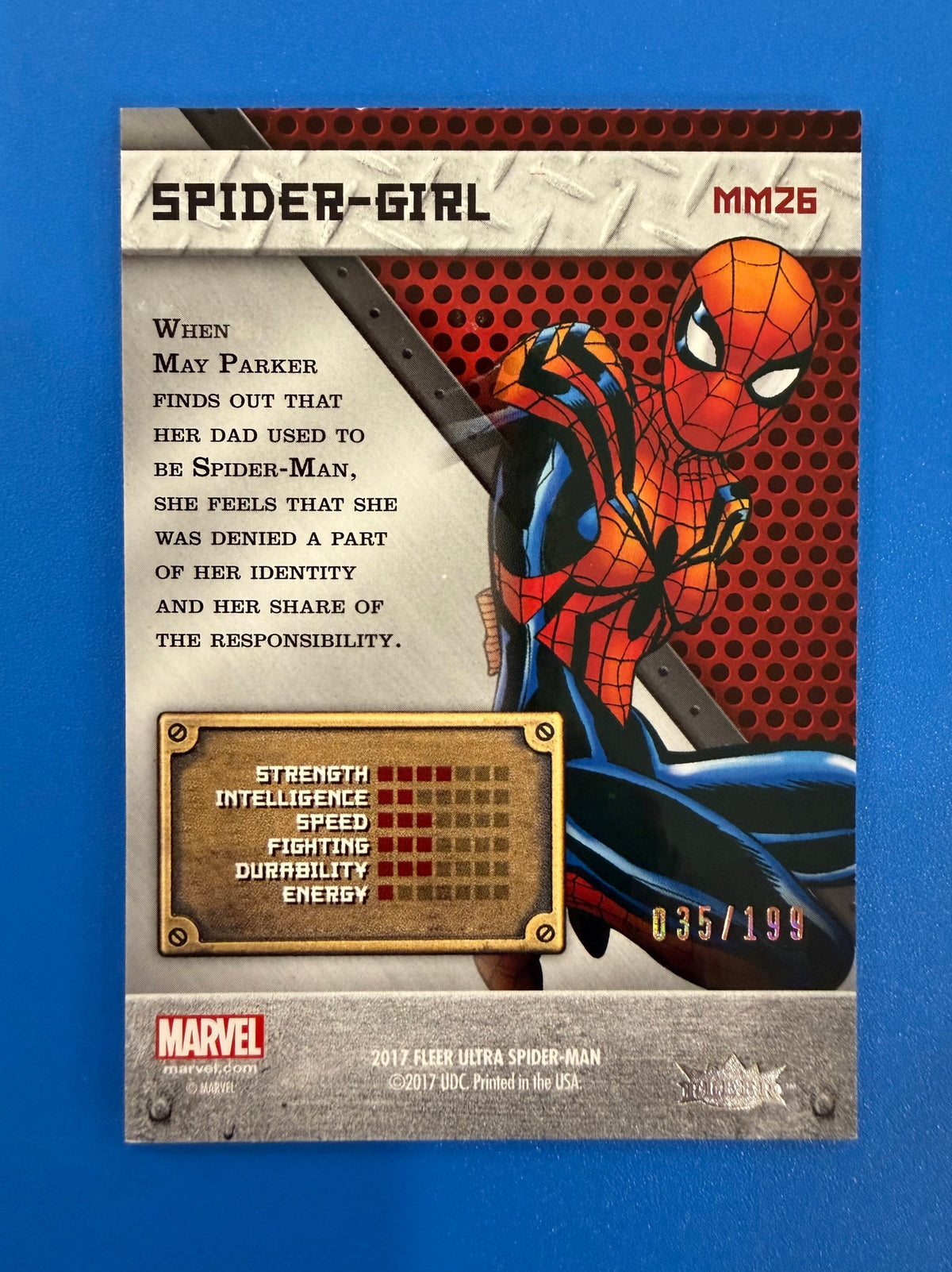 2017 Fleer Ultra Marvel Spider-Man Metal PMG Bronze 35/199 Spider-Girl #MM26