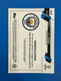 2022 Topps UEFA Club Competitions Phil Foden Green 95/99 Autograph